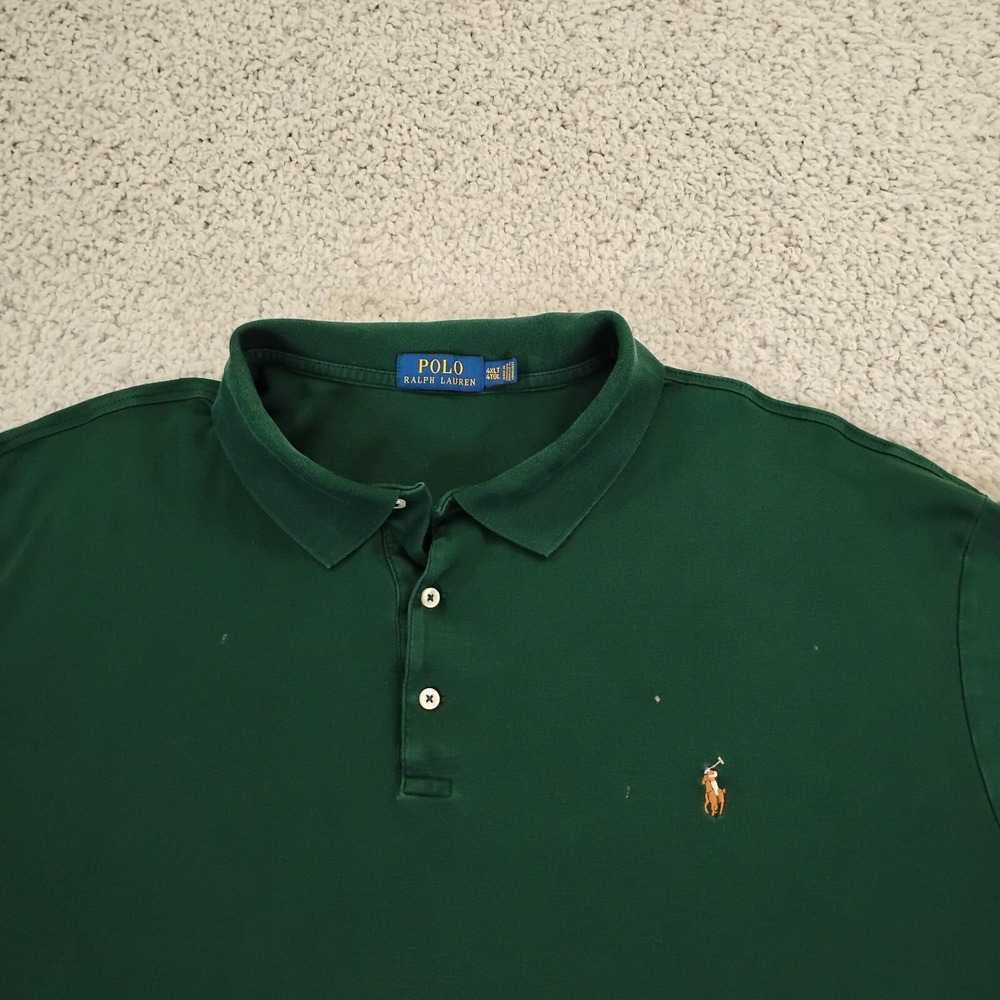 Polo Ralph Lauren Shirt Mens 4XLT Green Flesh Pony Logo Preppy Horse 90s A2